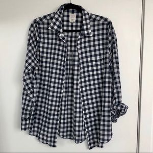 J Crew Factory Navy and White Gingham Shirt